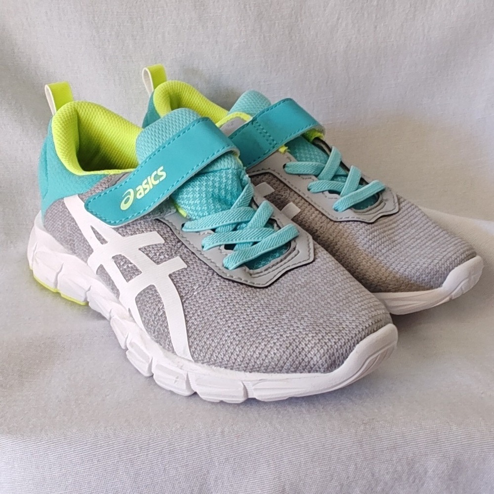 Asics Gel-Quantum Lyte ALT Grey Teal Lime Green Hook Loop Strap Kids Size 1 US
